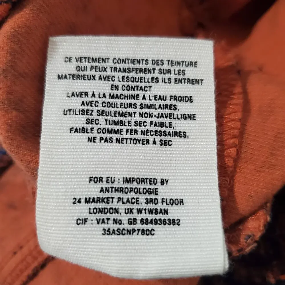 Pilcro and the Letterpress Serif Paisley Corduroy Hippie Pants Women's Size 26 - Picture 11 of 12